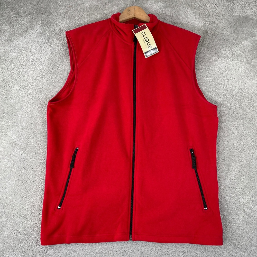 Clique Fleece Vest Mens Large Red Full Zip Soft Outdoor Layering Gilet NWT